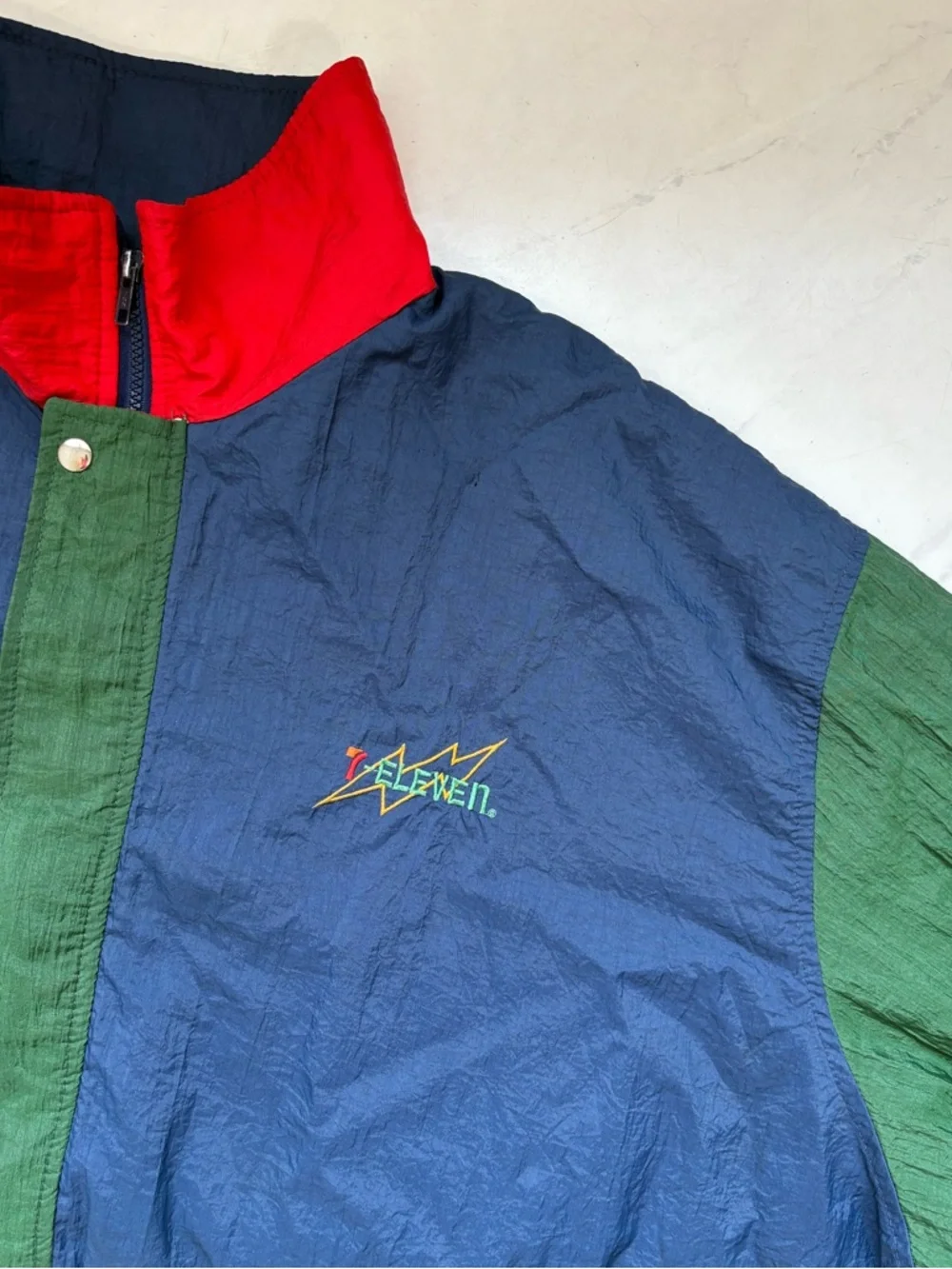 Vintage 7-Eleven Jacket Mens XXXL Multicolor Nylon Windbreaker USA 90s Crest